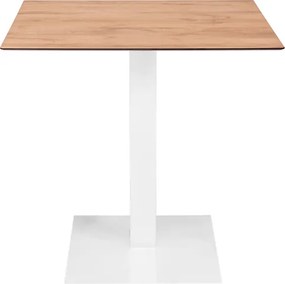 Tavolo bar pub ristorante da esterno 80x80 cm base bianca e piano in HPL Rovere Nodato H 74