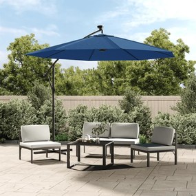 Ombrellone A Sbalzo Con Led E Palo İn Acciaio 300 Cm Azzurro /