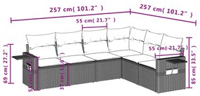 Set divano da giardino 6 pz con cuscini nero in polyrattan