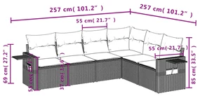 Set divano da giardino 6 pz con cuscini nero in polyrattan