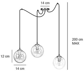Lampadario a sospensione GIGI 3 BLACK MIODOWY