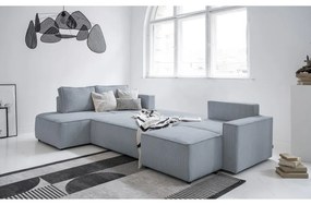 Divano letto angolare in velluto a coste grigio chiaro Brave Dave - Miuform