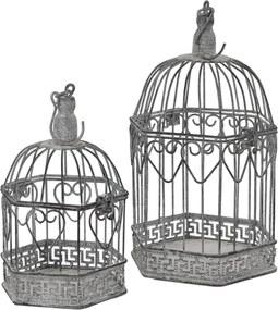 DORIAN - set di 2 gabbie esagonali bianco ossidato