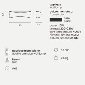 Lampada Applique LED per esterni 10W IP65 - BIOS Nero