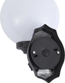 Lampada da parete classica da esterno nera con vetro opale IP44 - Champs