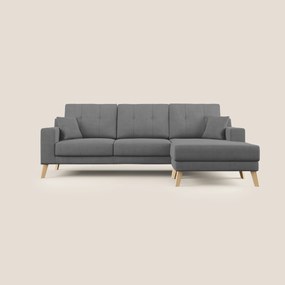 Danish divano angolare REVERSIBILE in tessuto morbido impermeabile T02 grigio