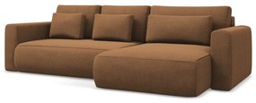 Divano angolare color terracotta allungabile/con contenitore (con penisola a destra/con chaise lounge) Kapua – Makamii