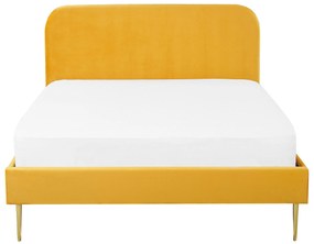 Letto con rete a doghe velluto giallo e oro 140 x 200 cm FLAYAT Beliani