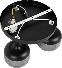 Faretto di design nero con vetro oro e fumé 3 luci rotondo - Kyan