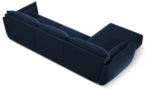 Divano angolare blu scuro (con penisola a sinistra/con chaise lounge) con rivestimento in velluto Vanda – Mazzini Sofas