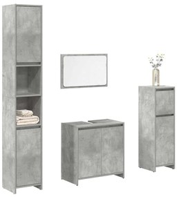 Set Mobili Da Bagno 4 Pz Grigio Cemento İn Legno Multistrato /