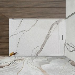 Piatto doccia 80x120 effetto marmo in resina riducibile con canalina Argo