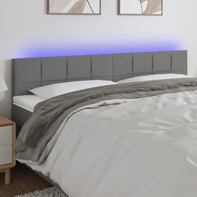 Testiera A Led Grigio Scuro 200x5x78/88 Cm İn Tessuto /