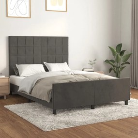 Giroletto Senza Materasso Grigio Scuro 140x190 Cm Velluto /