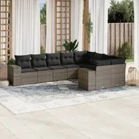 Set Divano da Giardino 9 pz con Cuscini Grigio in Polyrattan 3255377