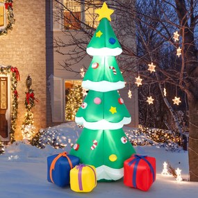 Costway Albero di Natale gonfiabile da 180cm con 3 scatole regalo e luci LED, Decorazione festiva di Natale gonfiabile