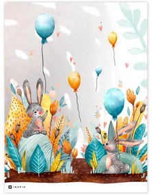 Quadro per camera dei bambini - Conigli e palloncini | Inspio