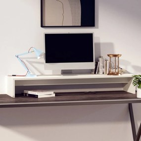 Supporto per monitor bianco 100x27x15 cm legno massello di pino