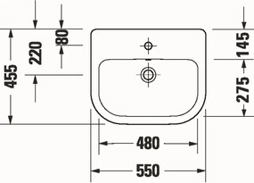 Duravit 24035500002 - Lavabo da incasso D-CODE 55x45,5 cm in ceramica, bianco lucido