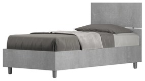 Letto singolo senza rete, con rete e contenitore 80x200 testata dritta Demas, cemento / senza rete