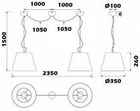 Trio -  Lampadario su filo ANDREUS 2xE27/60W/230V