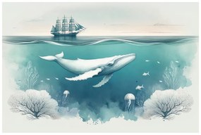 Quadro su tela – Balena e coralli sotto la superficie