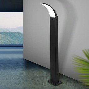 Paletto Esterno Contemporaneo Fiumicino Alluminio Nero Policarbonato Bianco Led