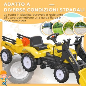 Escavatore A Pedali per Bambini con Ruspa e Rimorchio Giallo...