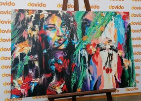 Stampa su tela – Donna e cavallo in pittura ad olio