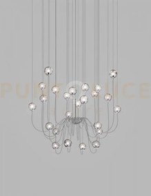Puppet sospensione 24p fume' trasparente cromo lucido 24 luci attac...