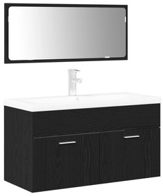 Set di mobili per bagno  set da 2 rovere nero