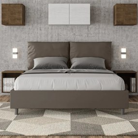 Letto matrimoniale contenitore imbottito 160x200 similpelle cappuccino Antea