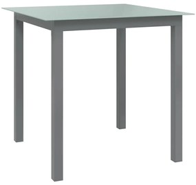 Tavolo da Giardino Antracite 80x80x74 cm in Alluminio e Vetro