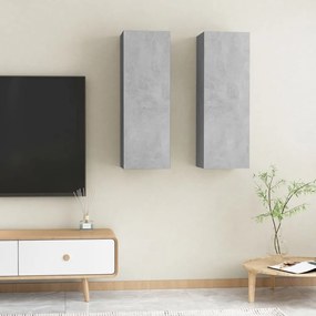 Mobili tv 2pz grigio cemento 30,5x30x90 cm legno multistrato