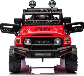 Macchina Elettrica per Bambini Fuoristrada Toyota Fj Cruiser 12V Telecomando Ruote in Gomma e Sedile in Pelle Rosso...