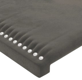 Testiera a led grigio scuro 103x16x118/128cm in velluto