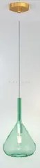 Sospensione ottone sat. 1 luce vetro verde 1177os-s1-ve