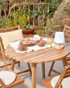 Kave Home - Tavolo Vilma da esterno rotondo in legno massello di acacia Ã˜ 90 cm FSC 100%