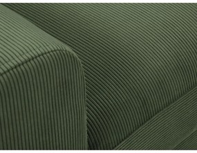 Divano angolare verde allungabile e con contenitore (con penisola a destra/con chaise lounge) con rivestimento in velluto a coste Kyoto – Cosmopolitan Design