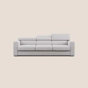 Dylan divano a 3 sedute con pouf estraibile poggiapiedi in tessuto fiammato simil cotone impermeabile T19
