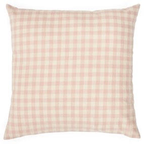 Kave Home - Federa per cuscino Yanil 100% cotone a quadrati rosa e beige 45 x 45 cm