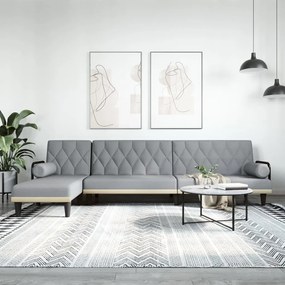Divano Letto A L Grigio Chiaro 260x140x70 Cm İn Tessuto /
