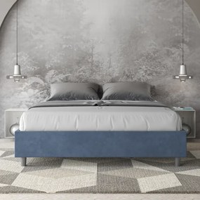 Letto contenitore da 160x190 in microfibra blu Azelia