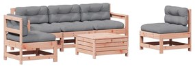 Set divani giardino 6 pz con cuscini legno massello di douglas