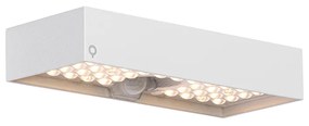 Lampada da parete per esterno bianca con anabbagliante e sensore solare - Kayo