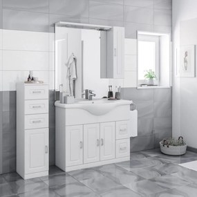 Mobile sottolavabo e lavabo Paola bianco L 105 x H 184 x P 33.5 cm, 3 ante 2 cassetti