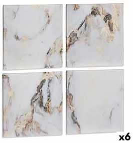 Set di 4 quadri Tela Marmo Bianco 35 x 7 x 35 cm (6 Unità)