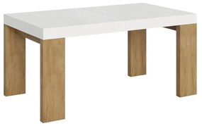 Tavolo allungabile Roxell Mix piano e gambe in diverse finiture, 90x160/264 cm / Bianco Frassino / Quercia Natura