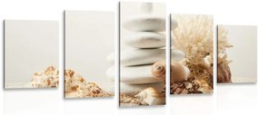 Quadri 5 pezzi – Pietre Zen con conchiglie