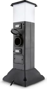 Brilagi - Lampada da esterno con 2 prese SCHUKO, 1x attacco E14 (max 15W), 230V, IP44, nera